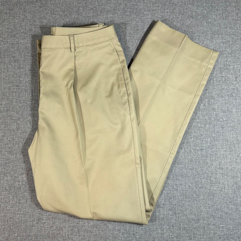 346 Brooks Brothers Advantage Chino Pants Womens 10 Tan Khaki Pleated Trousers